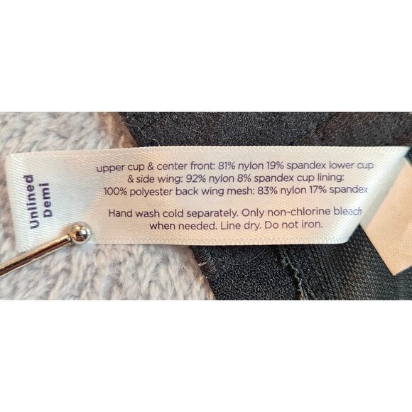 Cacique Black Unlined Demi Bra Womens 44DDD Lingerie underwire feminine sexy - Picture 9 of 11